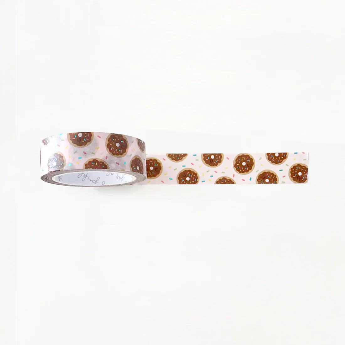 pink washi tape with chocolate sprinkle donuts on it