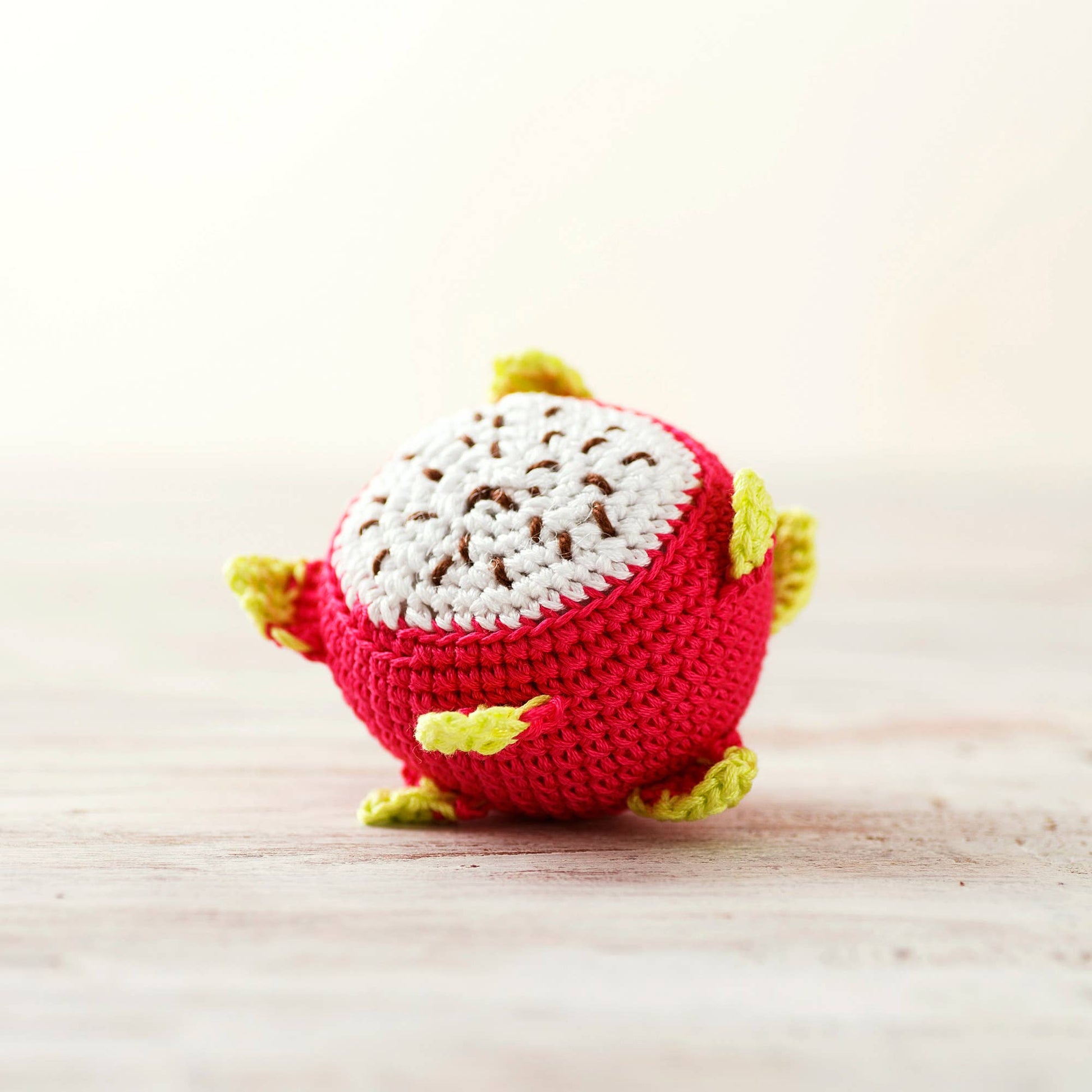 crocheted dragonfruit half