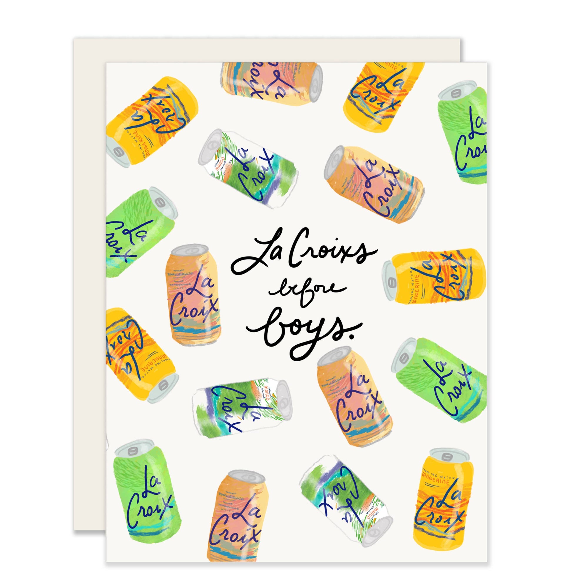 LaCroixs before boys greeting card 