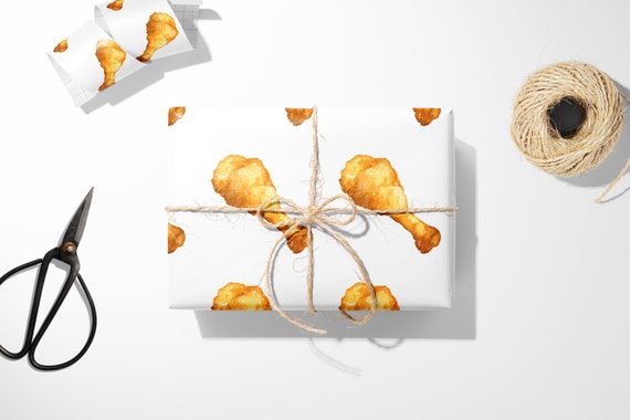 gift wrapped in fried chicken drumstick wrapping paper 