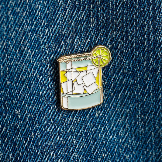 Margarita cocktail enamel pin on denim jacket