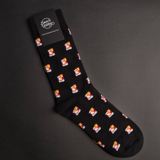Unisex Negroni cocktail socks -- black 