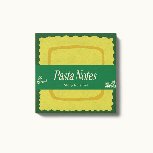 Sticky post-it notes with ravioli illustration on it 