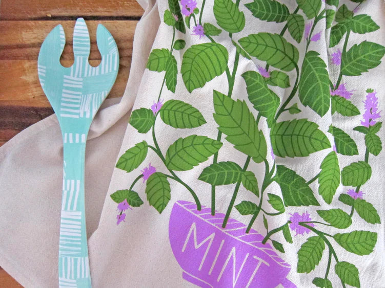Mint plant dish towel by The Neighborgoods in kitchen 