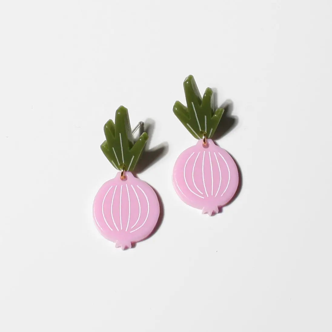 Pink onion earrings 