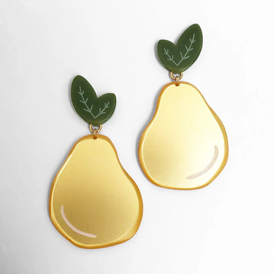 gold pear earrings