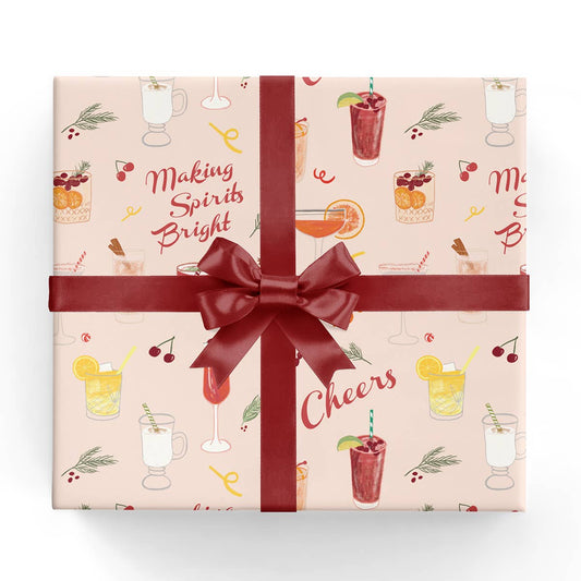 holiday cocktails sheet of wrapping paper 