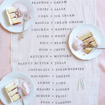 food pairing list table runner 