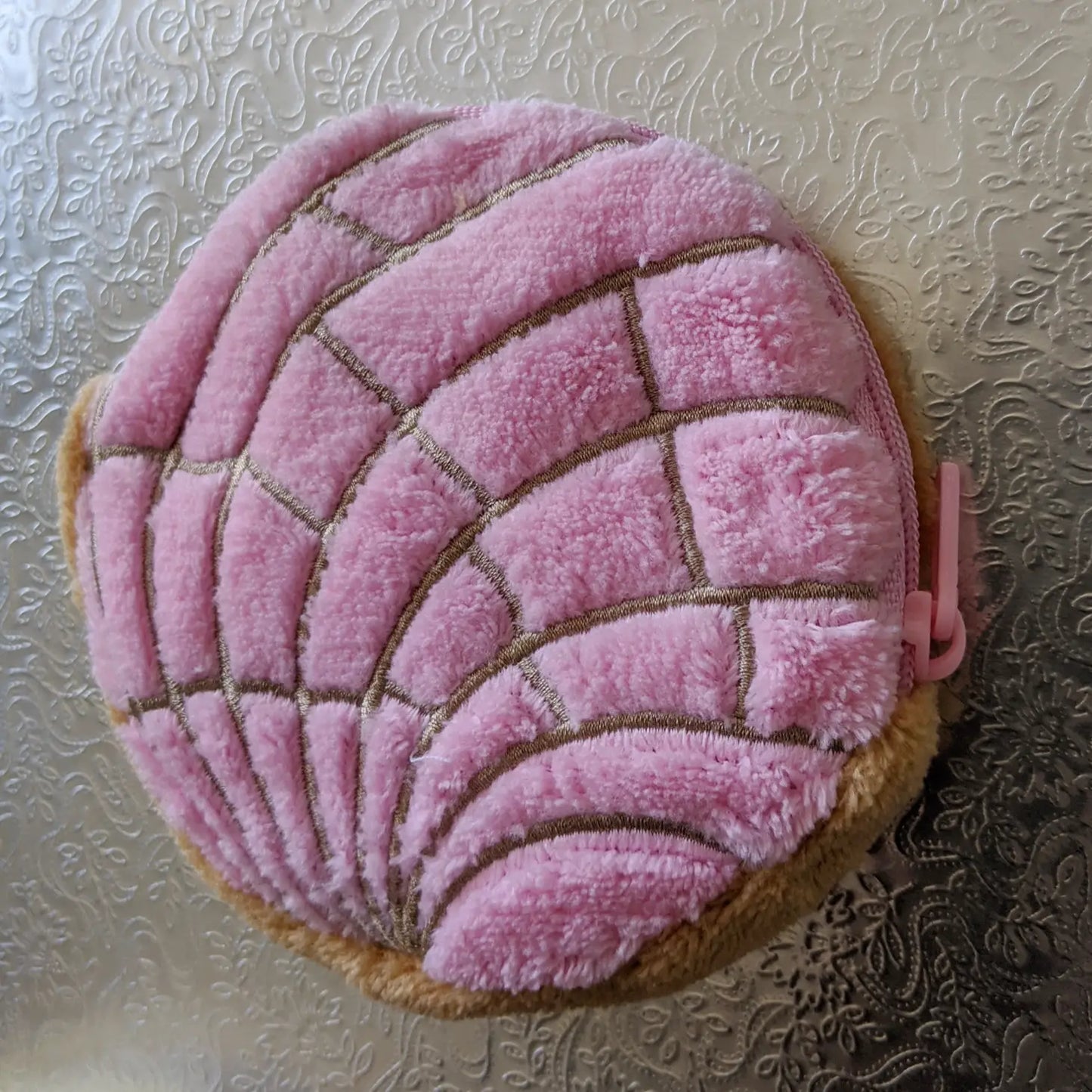 pink pan dulce plush coin purse 