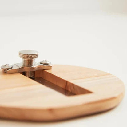 details of Italian olivewood truffle slicer 