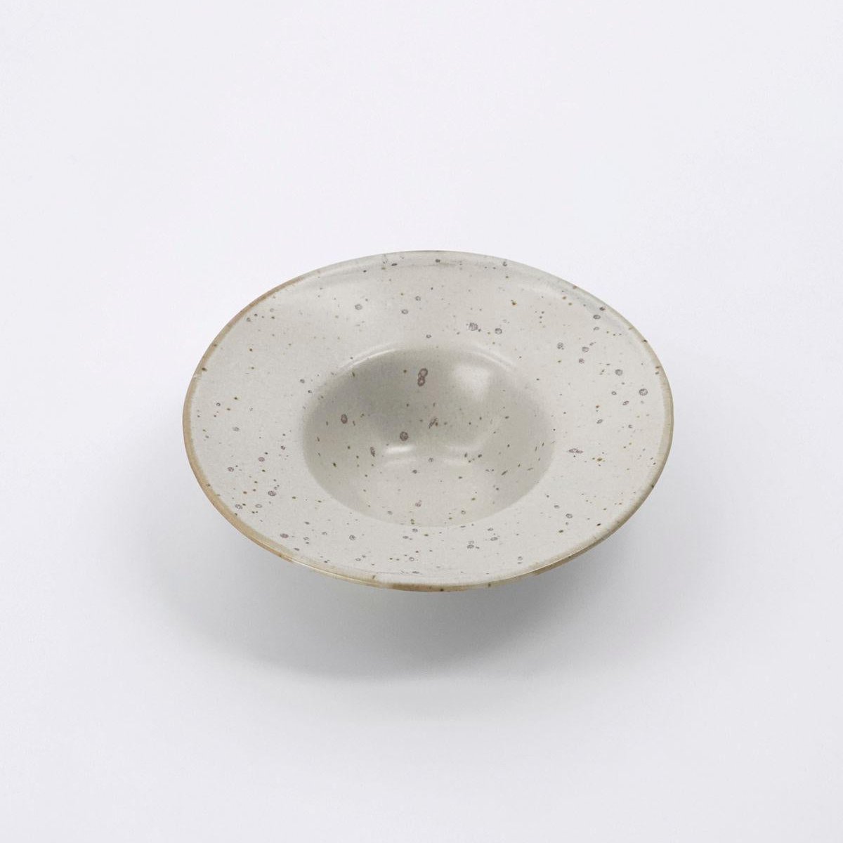 speckled white egg cup/saucer 
