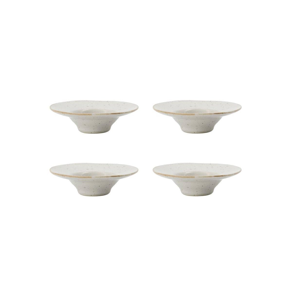 4 speckled white egg cup/saucers 