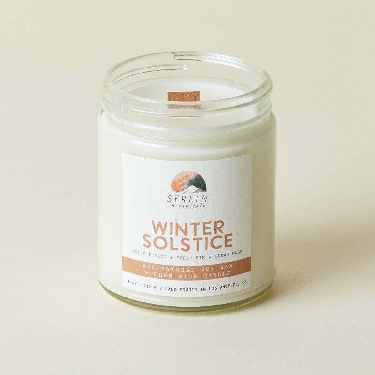 Winter Solstice scented soy wooden wick candle 