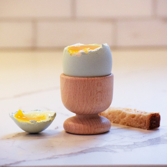 Wooden eggcups made of beachwood